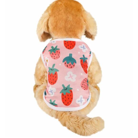 Dog Shirt Pet Clothing Strawberry Tank Top Pink Small Dog Size XL - Picture 2 of 7